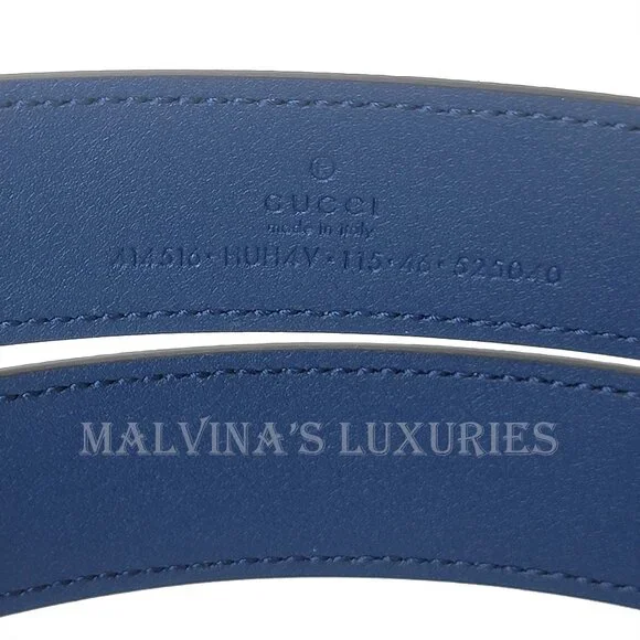 GUCCI BELT 414516 GG LOGO SUPREME MONOGRAM BLUE MARMONT BUCKLE UNISEX 115 / 46 - Picture 13 of 16